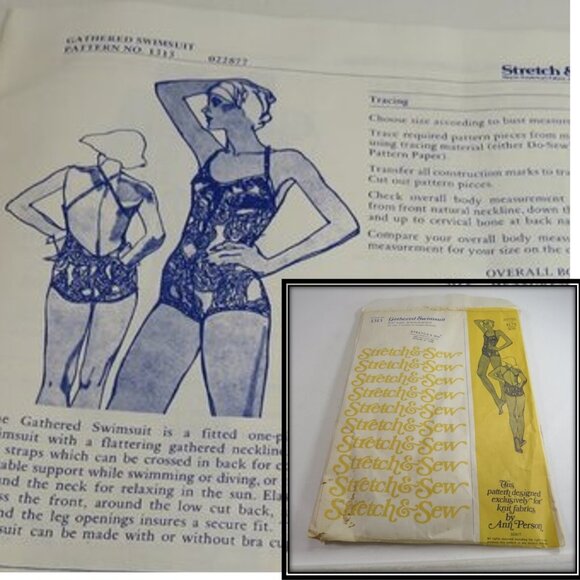 Ann Person Stretch & Sew 1313 Swimsuit yr 1977 Clothing Sewing Pattern UNCUT - Picture 2 of 11